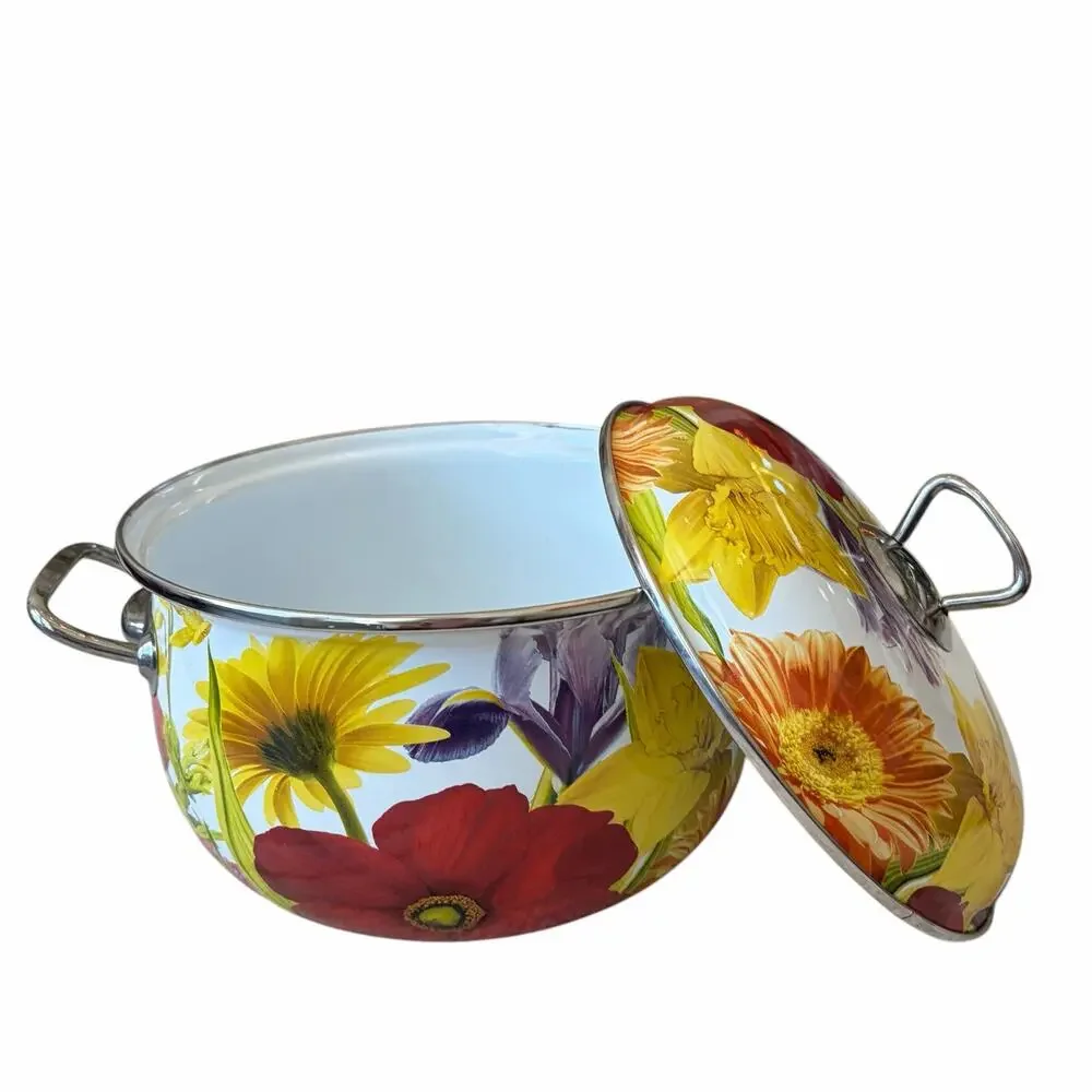 The Pioneer Woman Dutch Oven Floral Enameled Steel 4 QT Stock Pot w/ Lid Retired